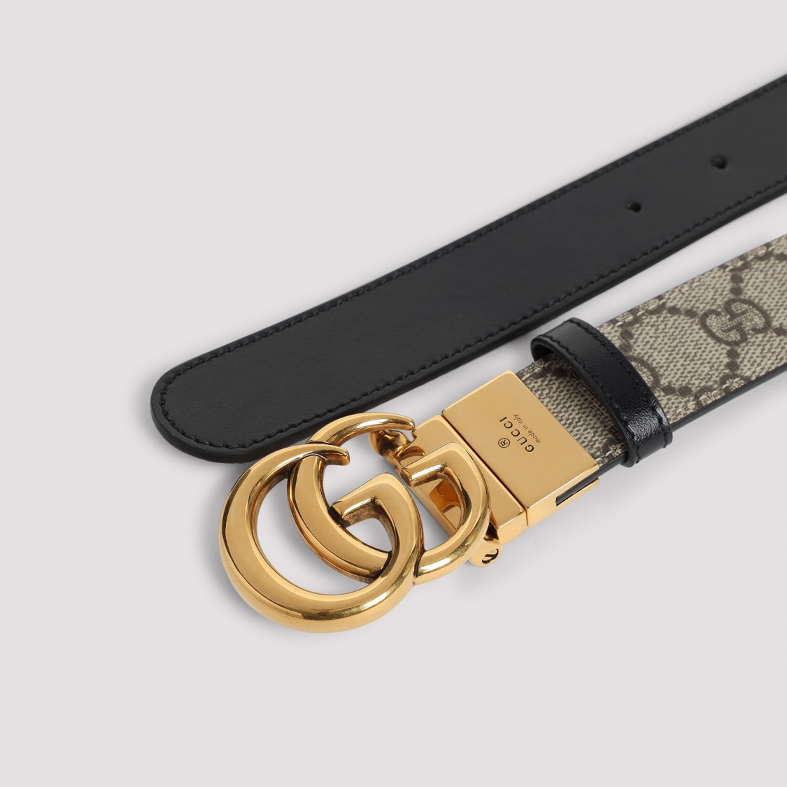 GUCCI GUCCI GG SUPREME 30 EBONY AND BLACK TEXTILE BELT