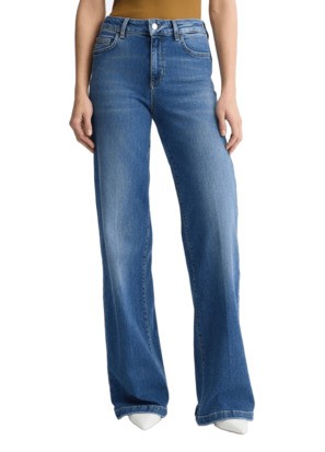 Shop Liu •jo Liu Jo Wide-leg Denim Trousers With Classic Blue Wash