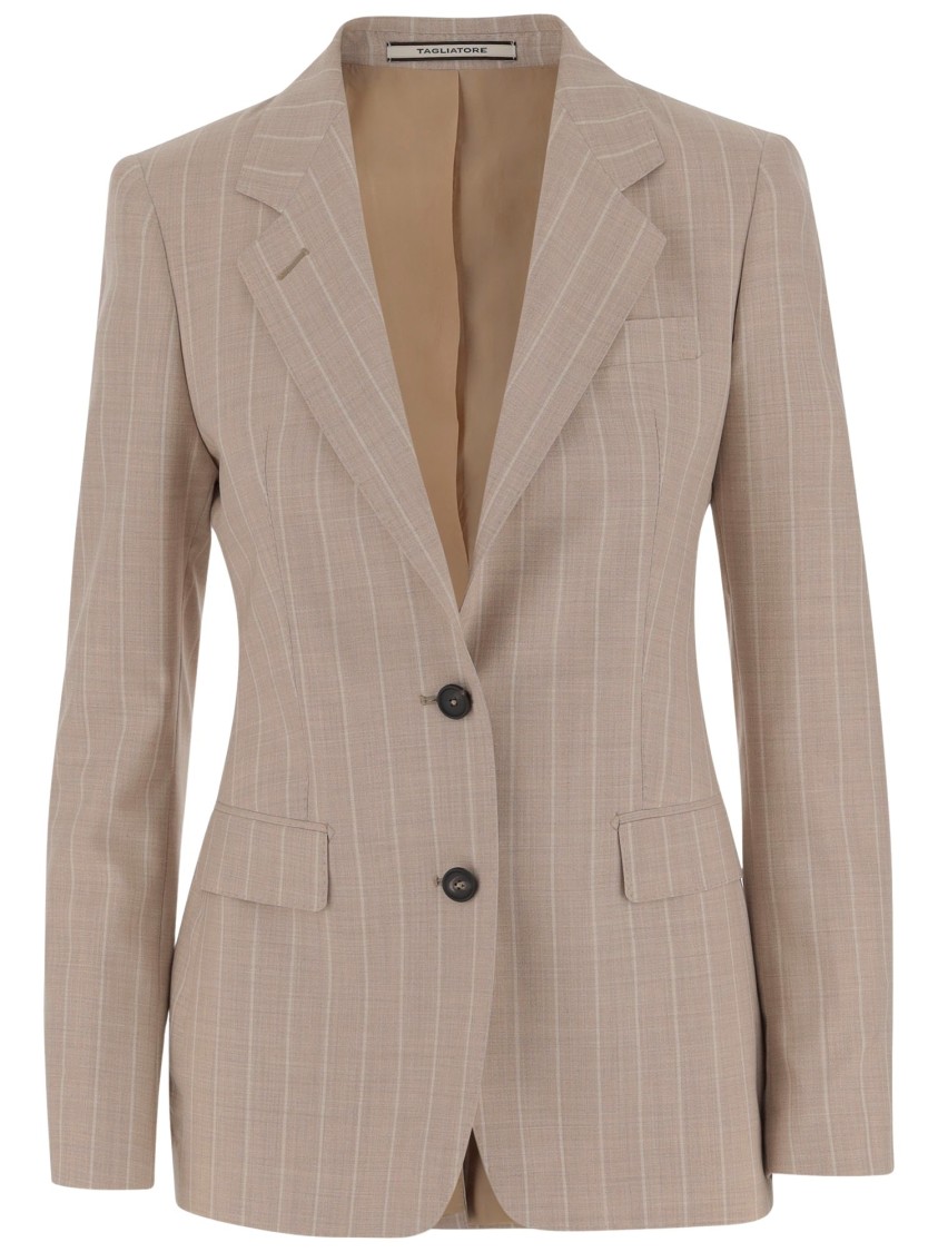 Shop Tagliatore Wool And Silk Single-breasted Jacket In Neutrals