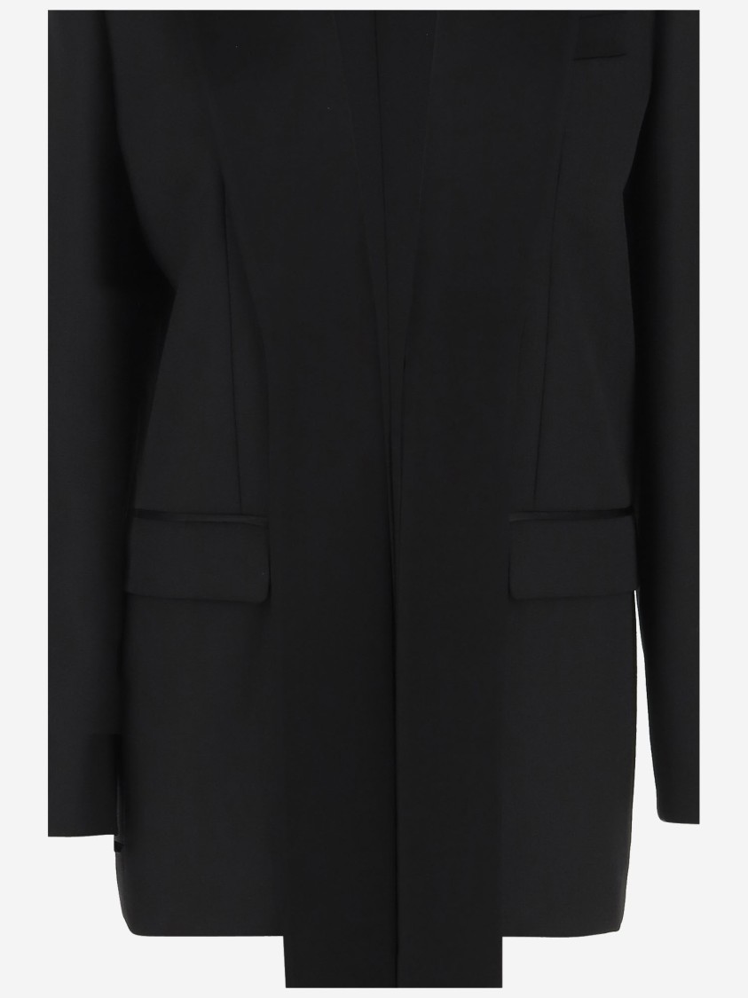 Pinko Wool Blend Single-breasted Jacket With Satin Collar In Black