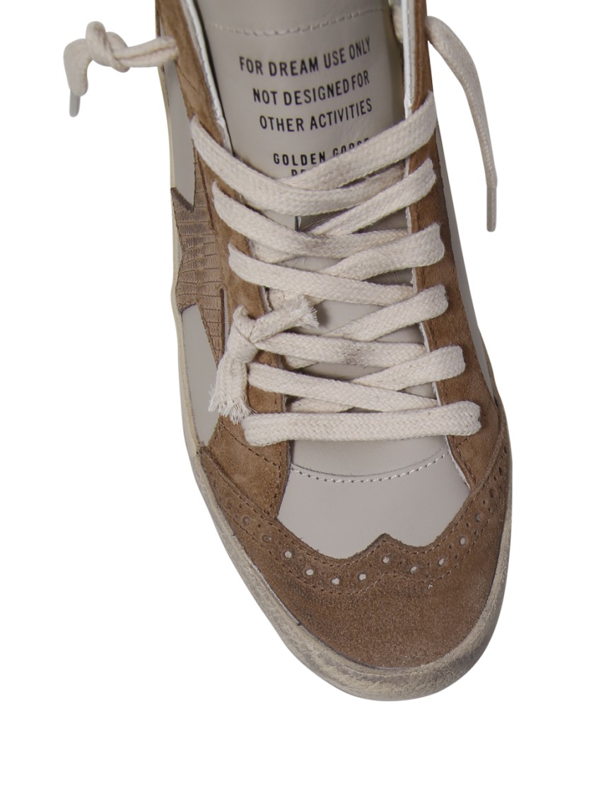 Golden Goose Mid Star Leather Upper Nabuk Star Suede Toe In Brown