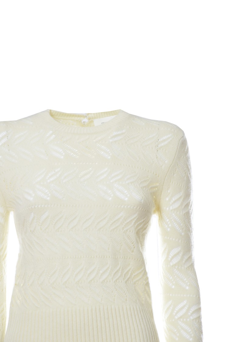 Sportmax Geometric Openwork Cashmere-wool Pullover In White