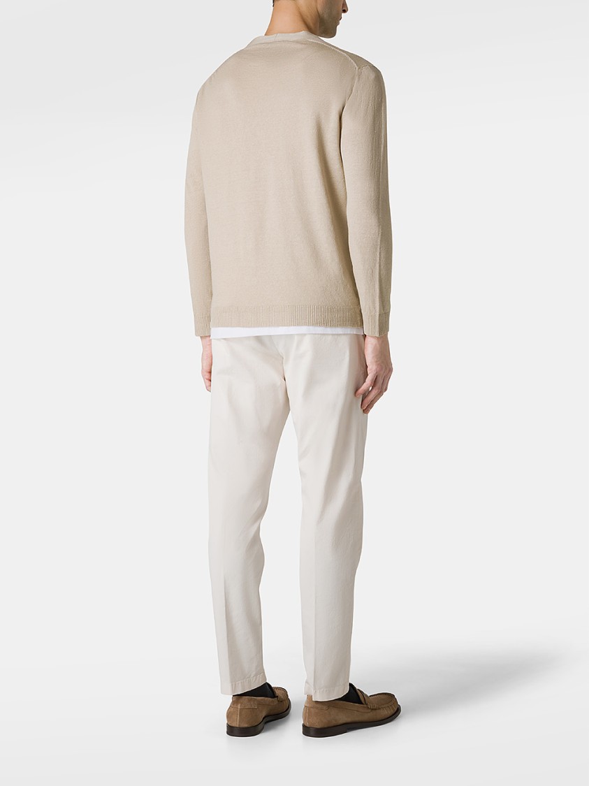 AMARANTO AMARANTO BEIGE V-NECK CARDIGAN 