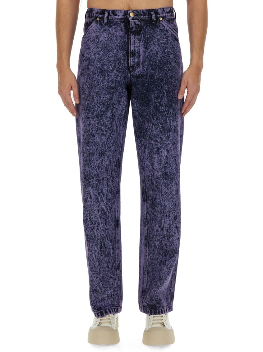 Shop Marni Marbled Effect Jeans In Grey