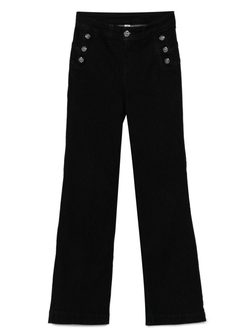 Liu •jo Liu Jo High-waisted Straight-leg Jeans With Decorative Buttons In Black