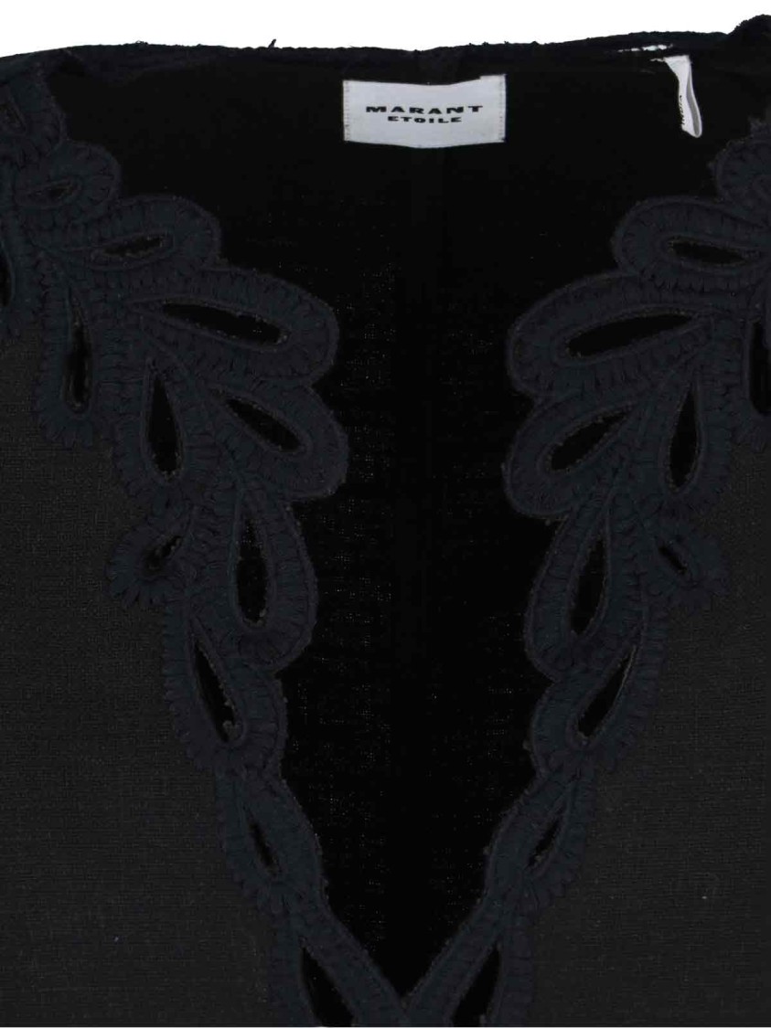 ISABEL MARANT ÉTOILE ISABEL MARANT ÉTOILE "SHANA" EMBROIDERED CROP TOP – BLACK