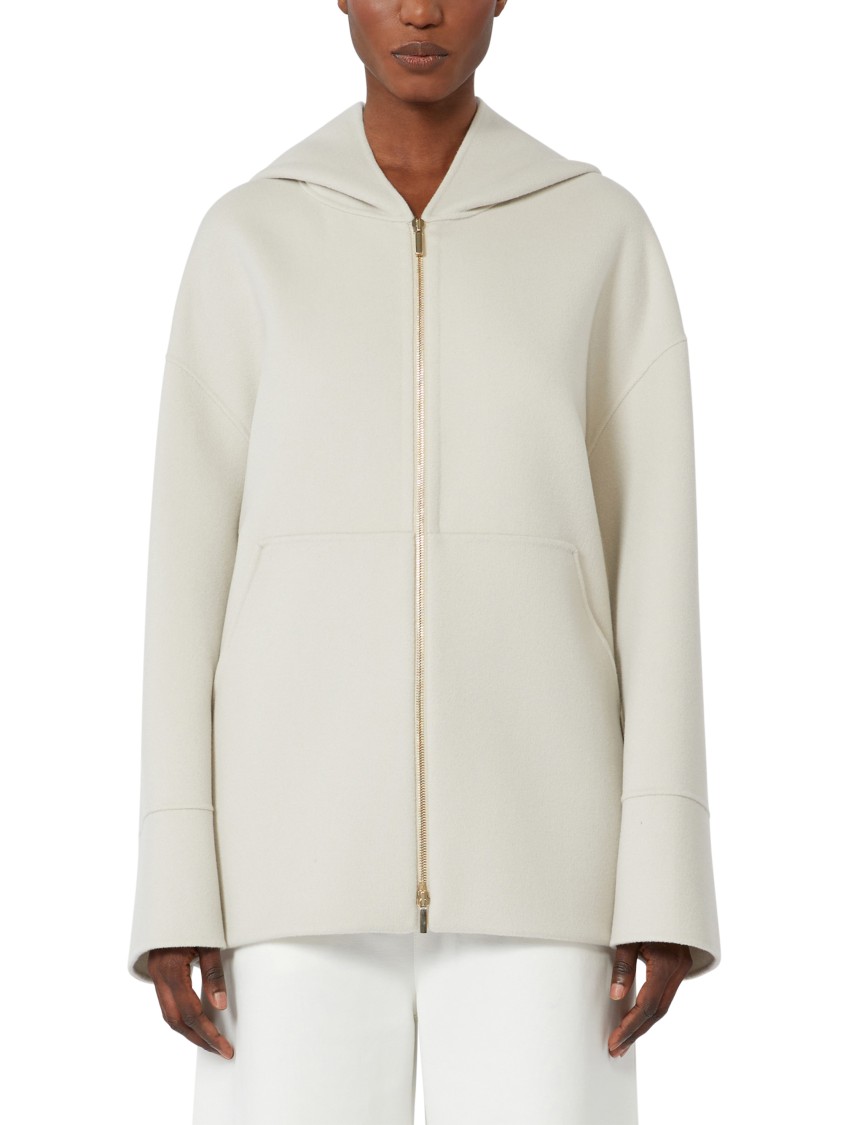 Max Mara Relaxed-fit Zip-up Sweater With Spacious Hood And Large Front Pockets In Gray