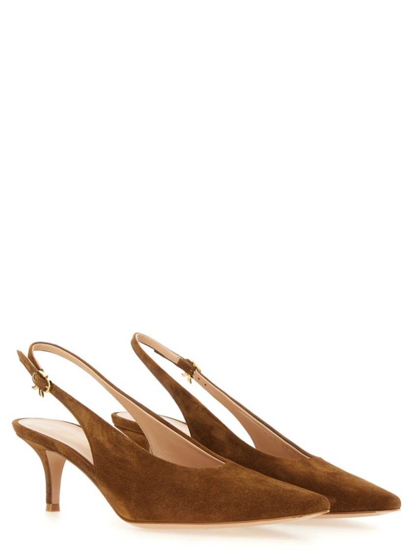 Shop Gianvito Rossi "robbie" Slingback In Brown