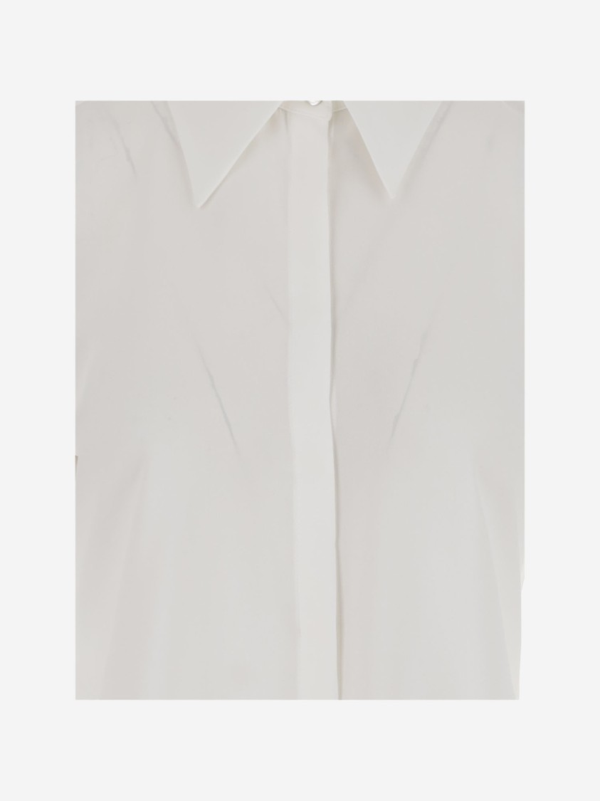 Fit F.it Stretch Silk Shirt With Pointed Collar In Gray