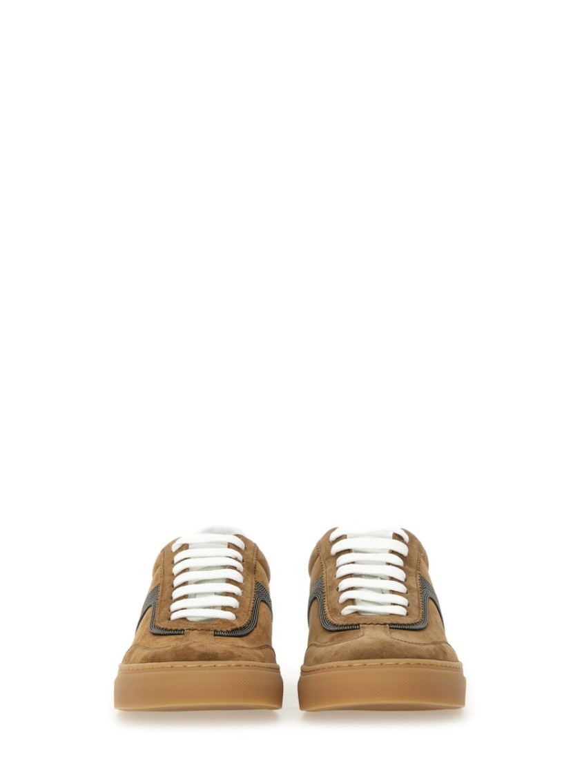 Brunello Cucinelli Leather Sneaker In Brown