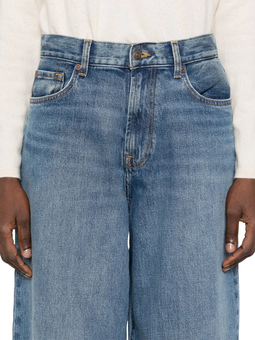 Shop 7 For All Mankind Baggy Light Blue Denim Jeans With High Waist