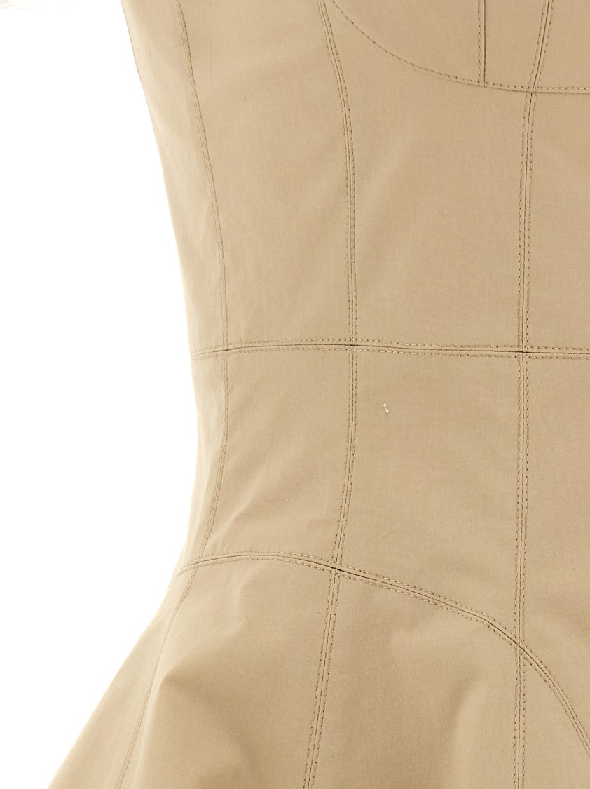 Giovanni Bedin Beige Pleated Dress In Brown