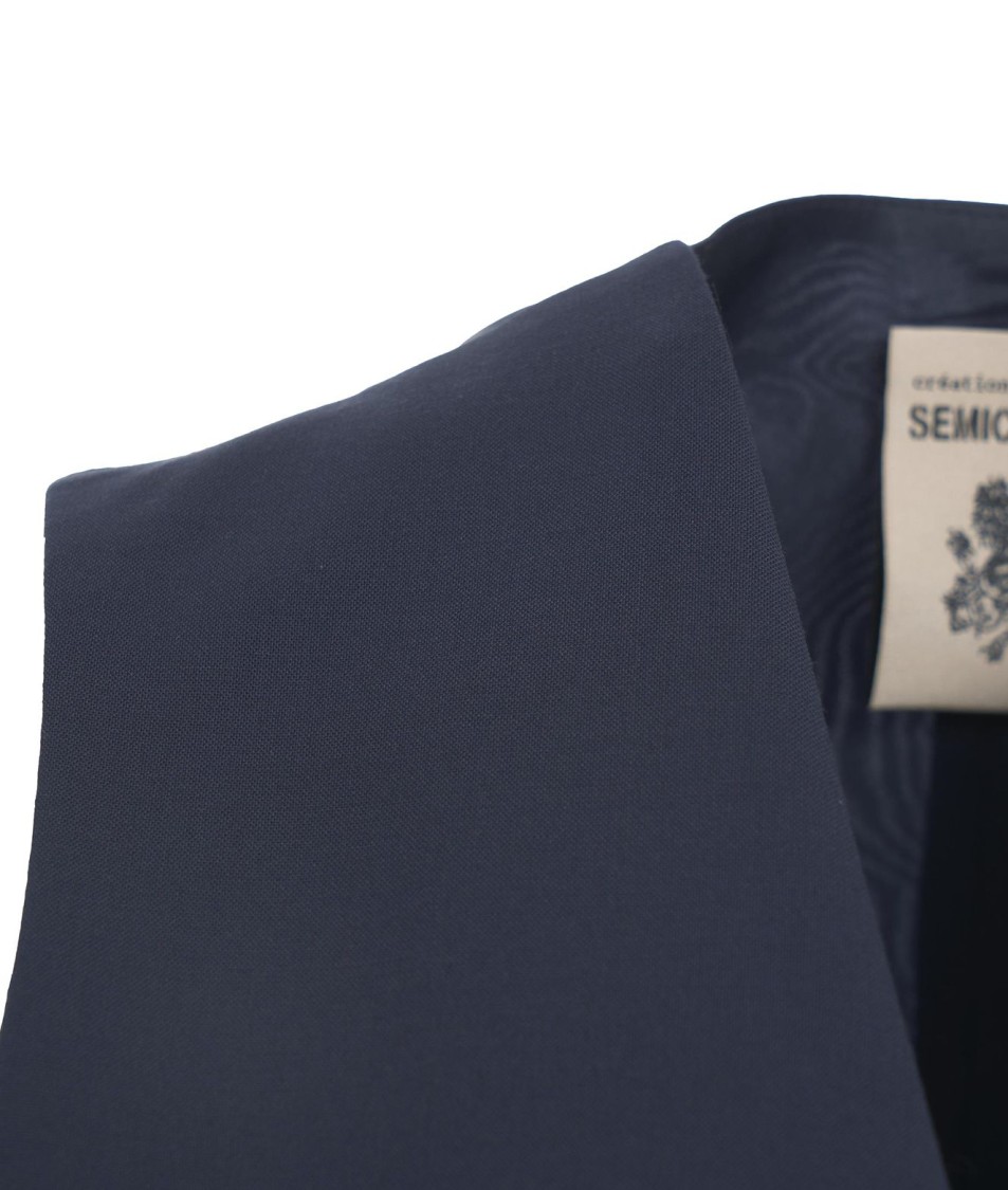 SEMICOUTURE SEMI COUTURE BLUE VEST IN VIRGIN WOOL BLEND