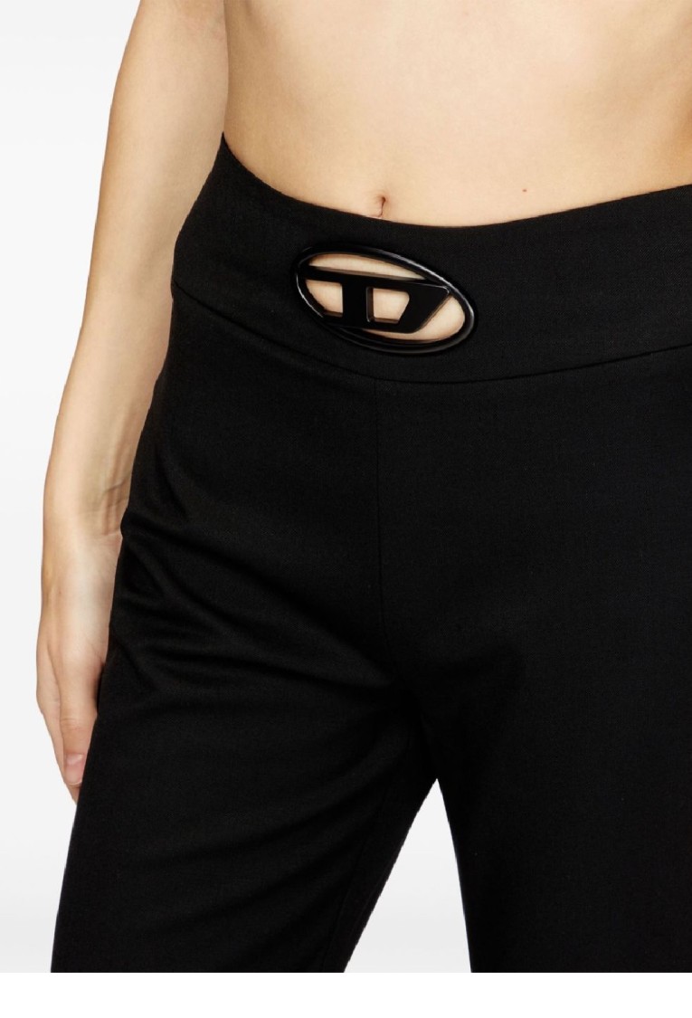 Diesel Tailored High-waist Trousers With Wide Leg In Black