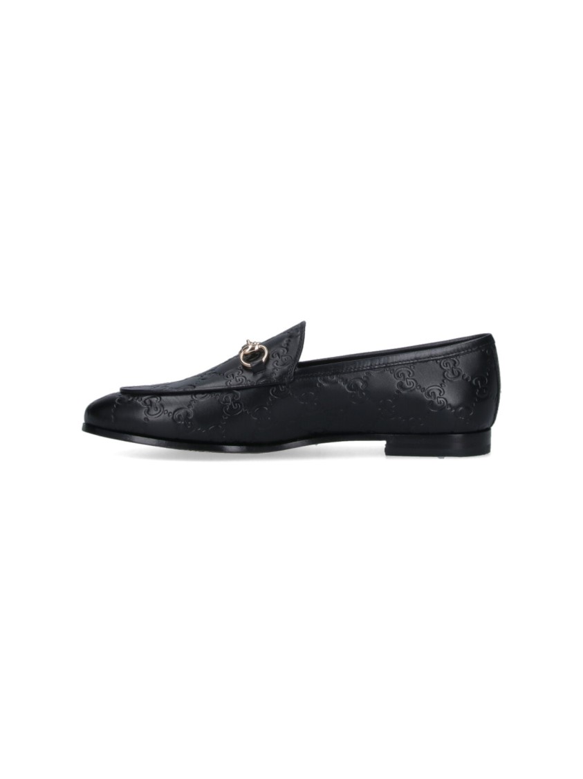 Gucci Jordaan Embossed Leather Loafers In Black