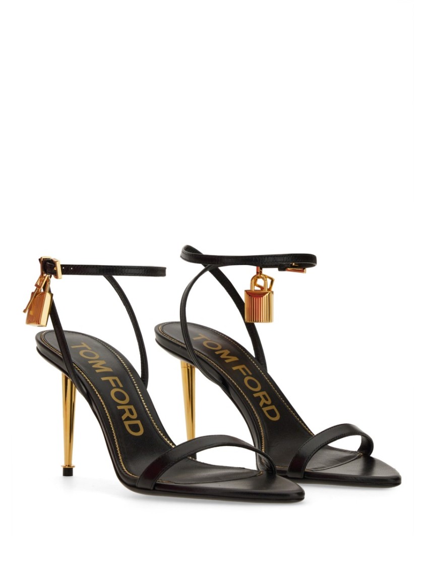 Tom Ford Padlock 85 Naked Pointy Sandals In Calf Leather In Black
