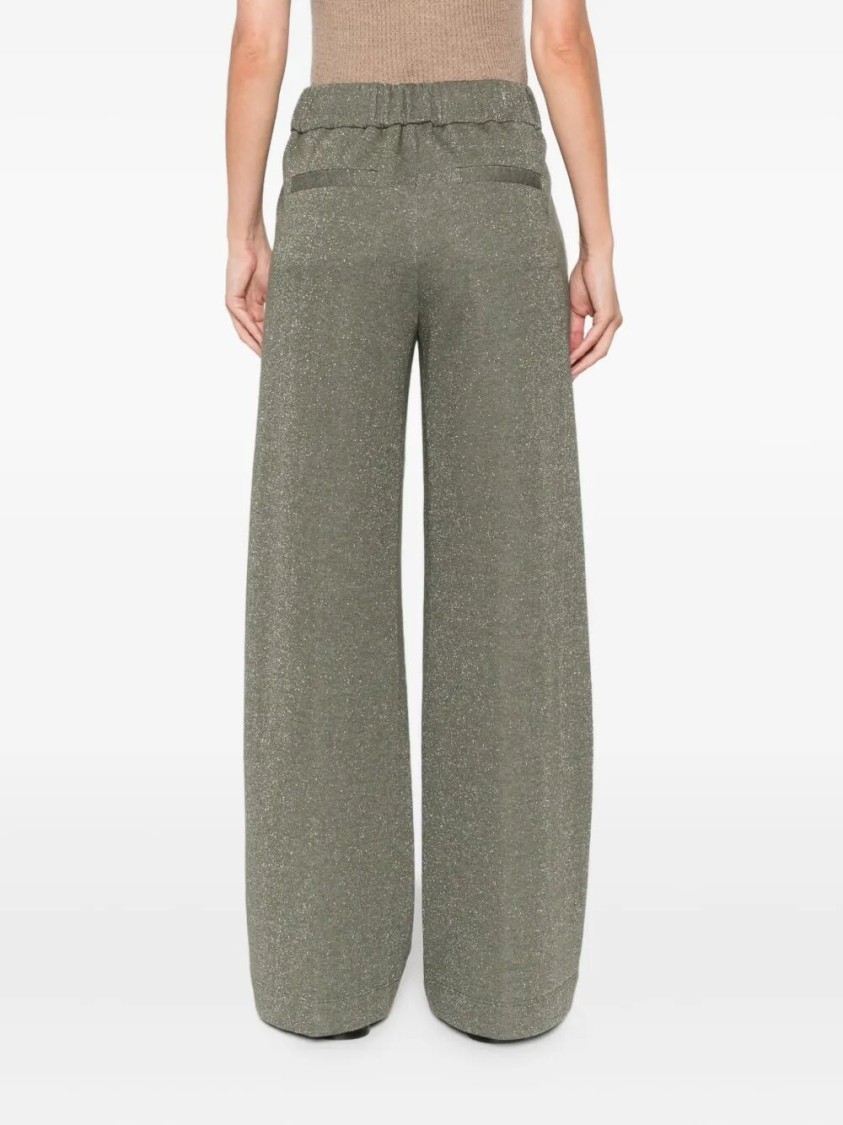 Peserico Wide-leg Pants With Drawstring Waist In Gray