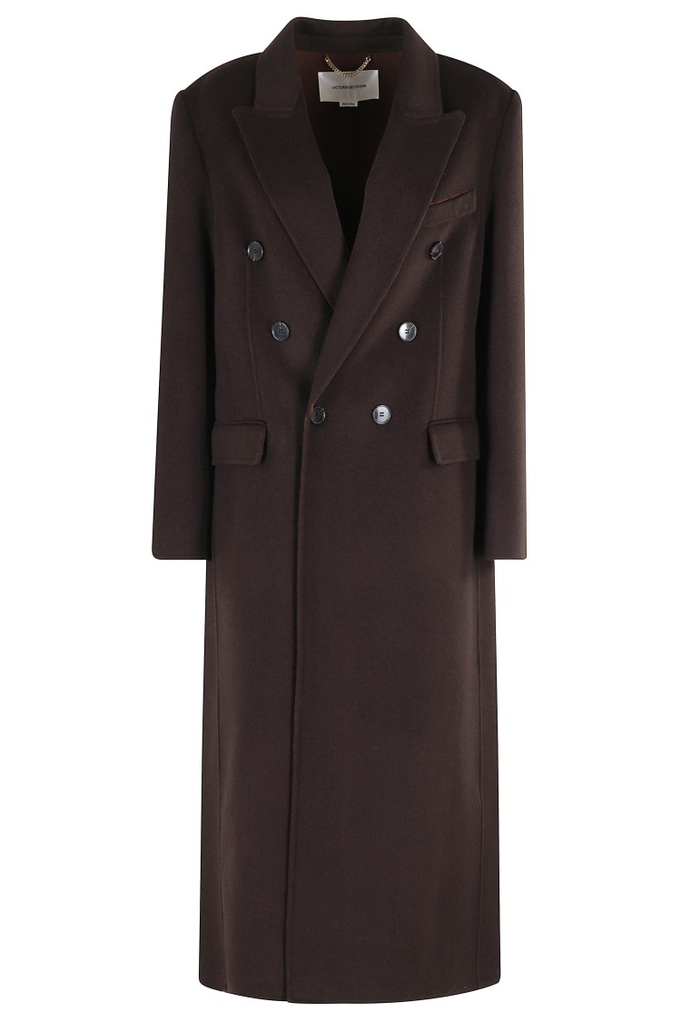 Victoria Beckham Double Faced Overcoat In Black