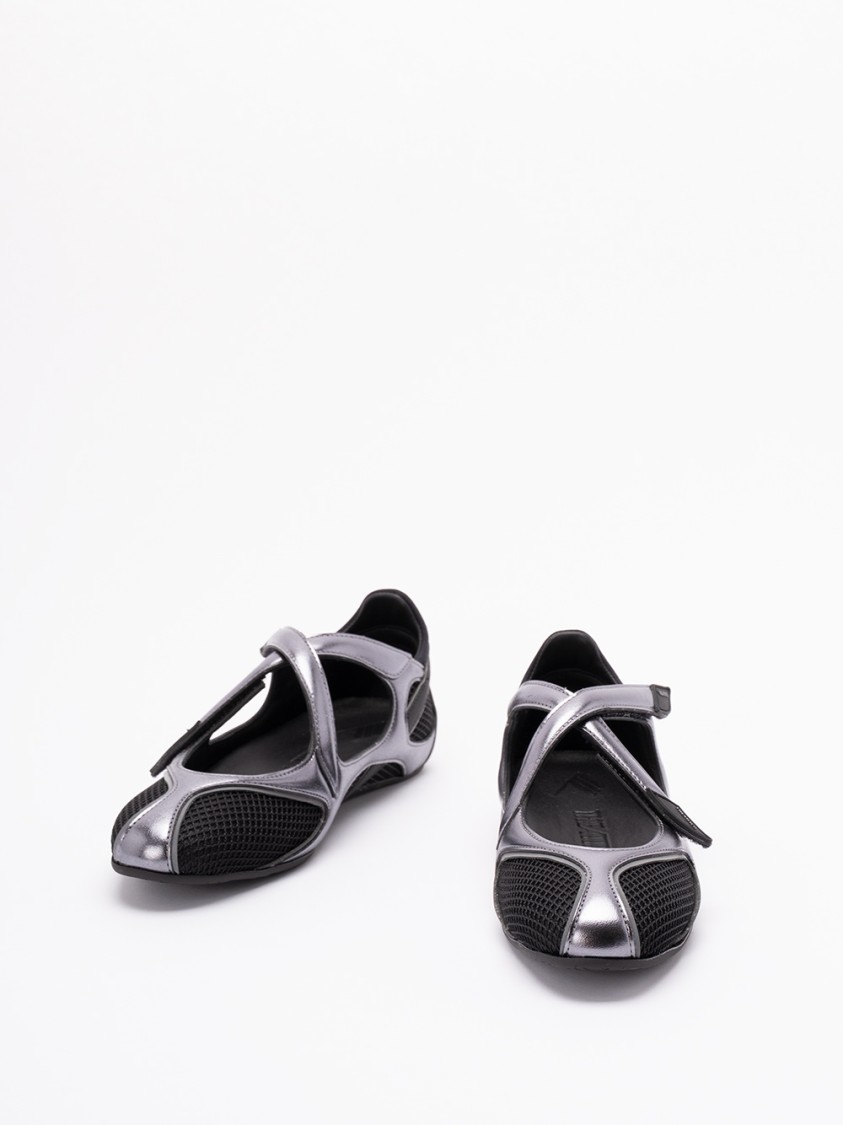 Attico Floor 01 Mesh And Leather Ballerinas Flat