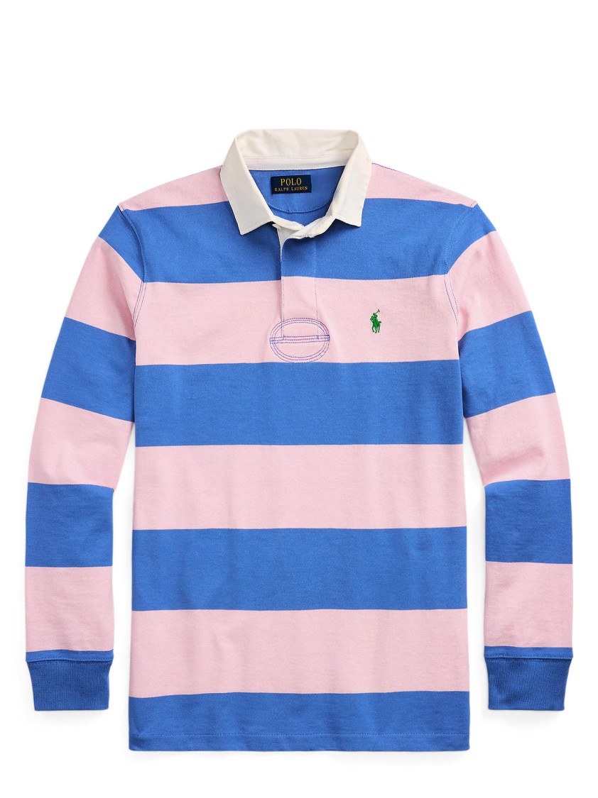 Polo Ralph Lauren Mens Rugby Striped Cotton-jersey Polo Shirt Pink Xxl