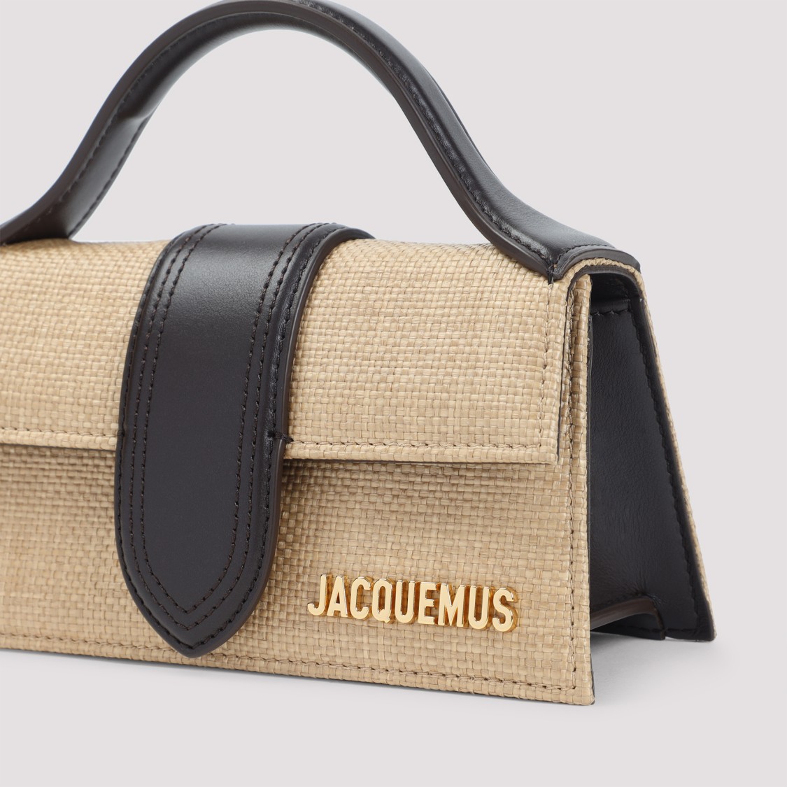 Jacquemus Natural Beige Raffia Le Bambino Handbag In Brown