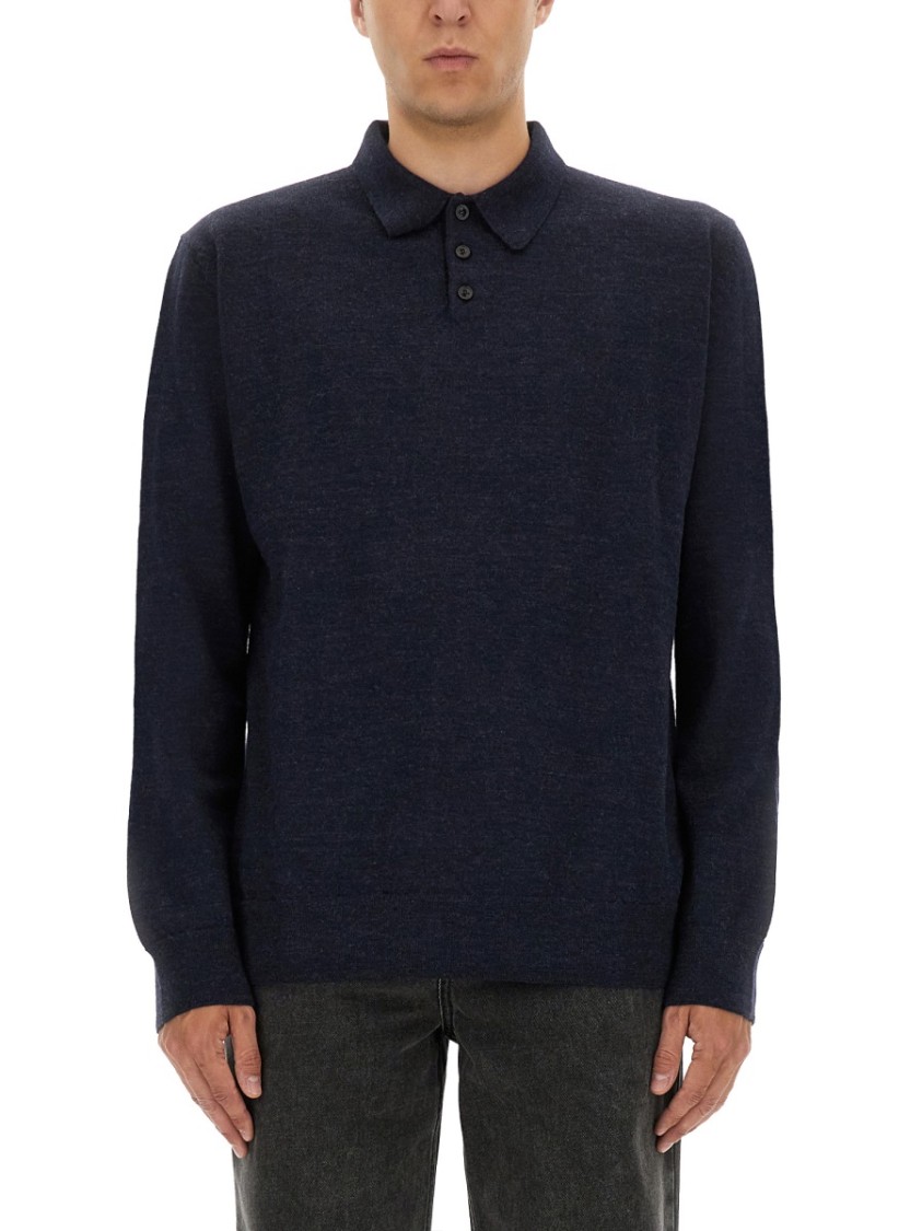 Maison Margiela Knitwear With Buttoned Collar And Elbow Patches In Black