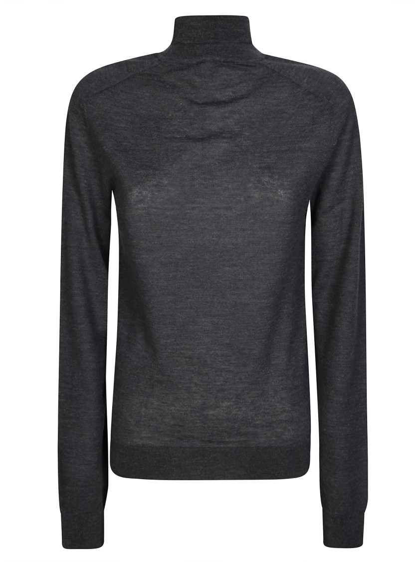 Jw Anderson J. W. Anderson Fitted Grey Turtleneck Jumper In Black