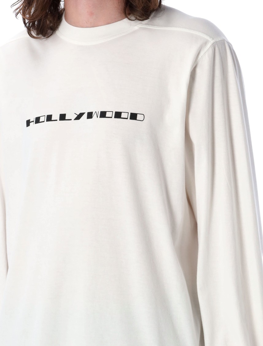 Shop Rick Owens Drkshdw Drkshdw By Rick Owens Oversized Long Sleeve T-shirt With Milk Black Print In White