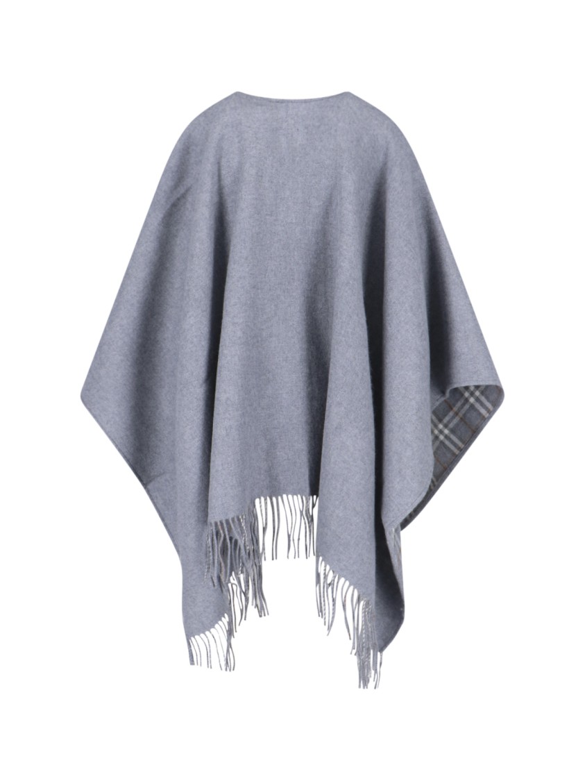 Burberry Reversible Merino Wool Cape In Gray