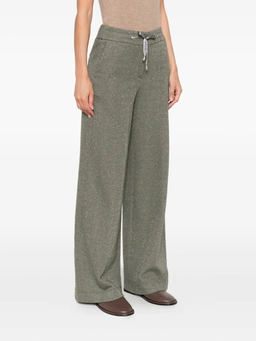 Peserico Wide-leg Pants With Drawstring Waist In Gray