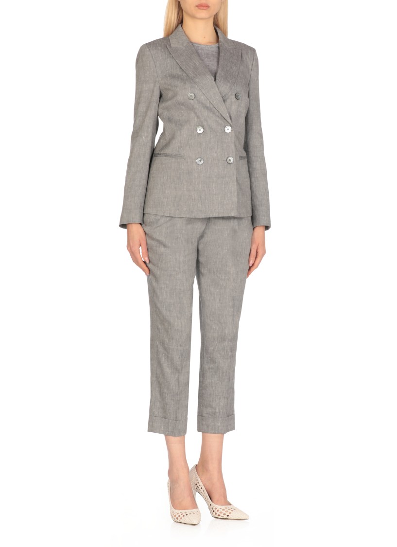 Shop Peserico Grey Double Breasted Jacket