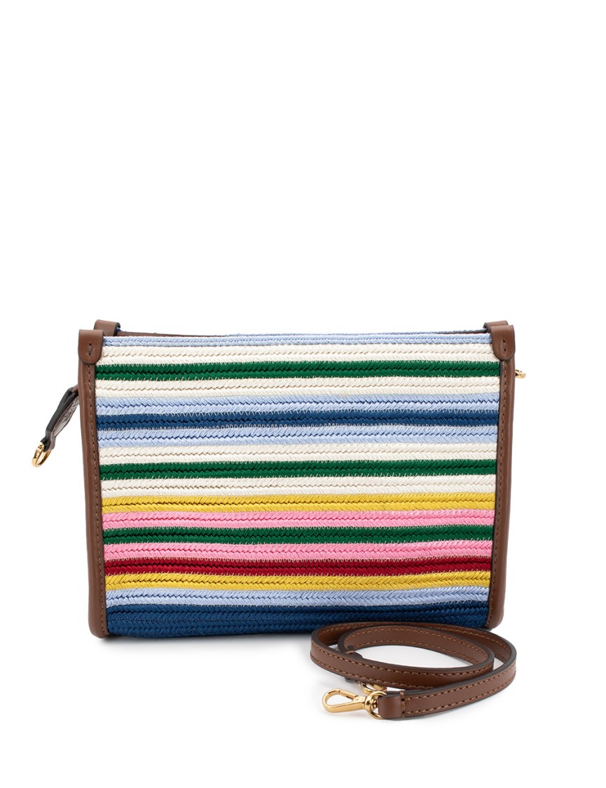 Etro Multicoloured Striped Shoulder Bag With Pegasus Patch