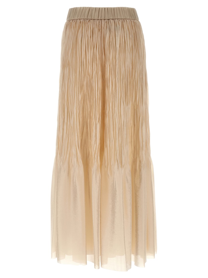 Peserico Textured Pleated Skirt Elastic Waistband In Neutral