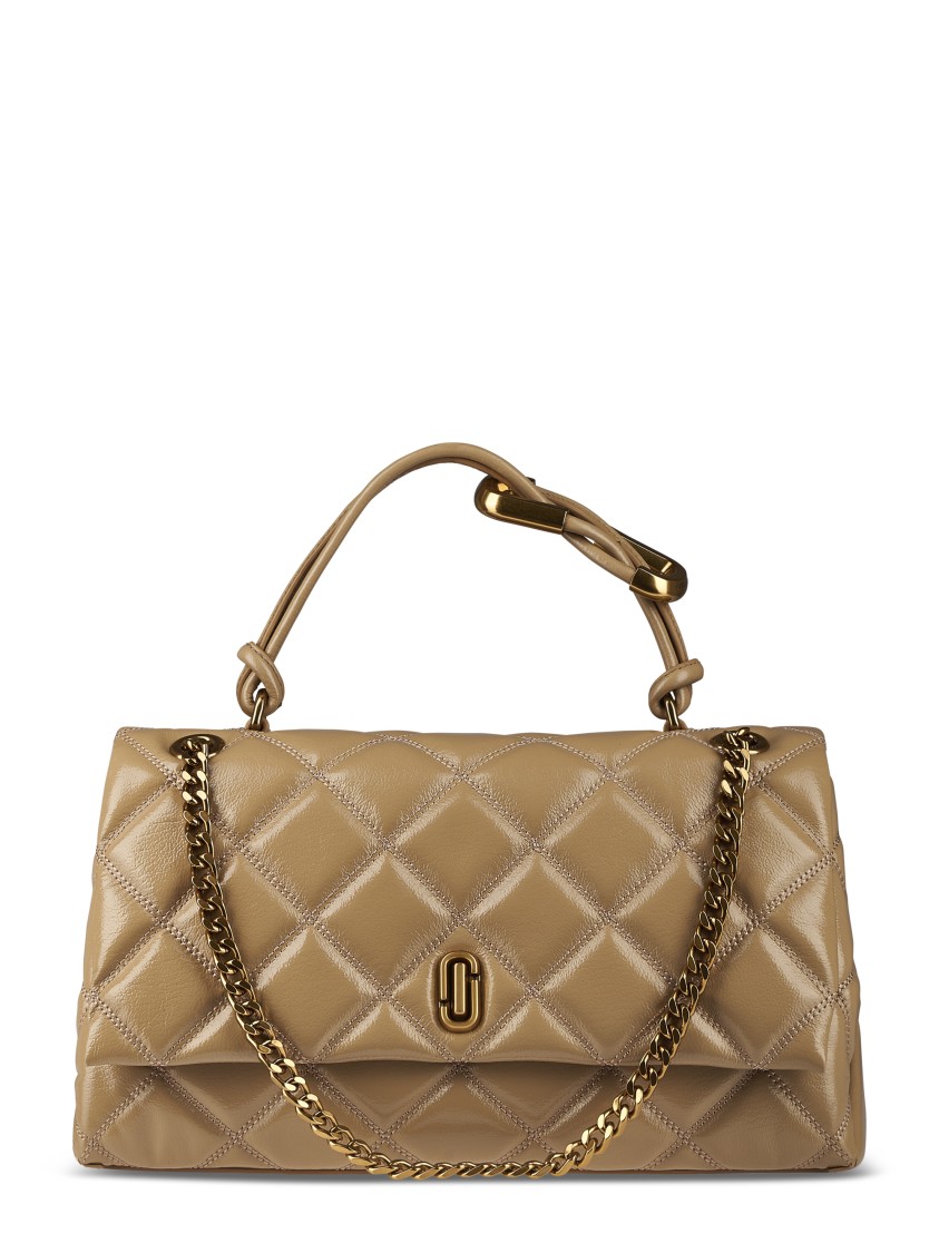 Marc Jacobs Quilted Shoulder Bag With Dual Chain Strap And Structured Silhouette In Brown