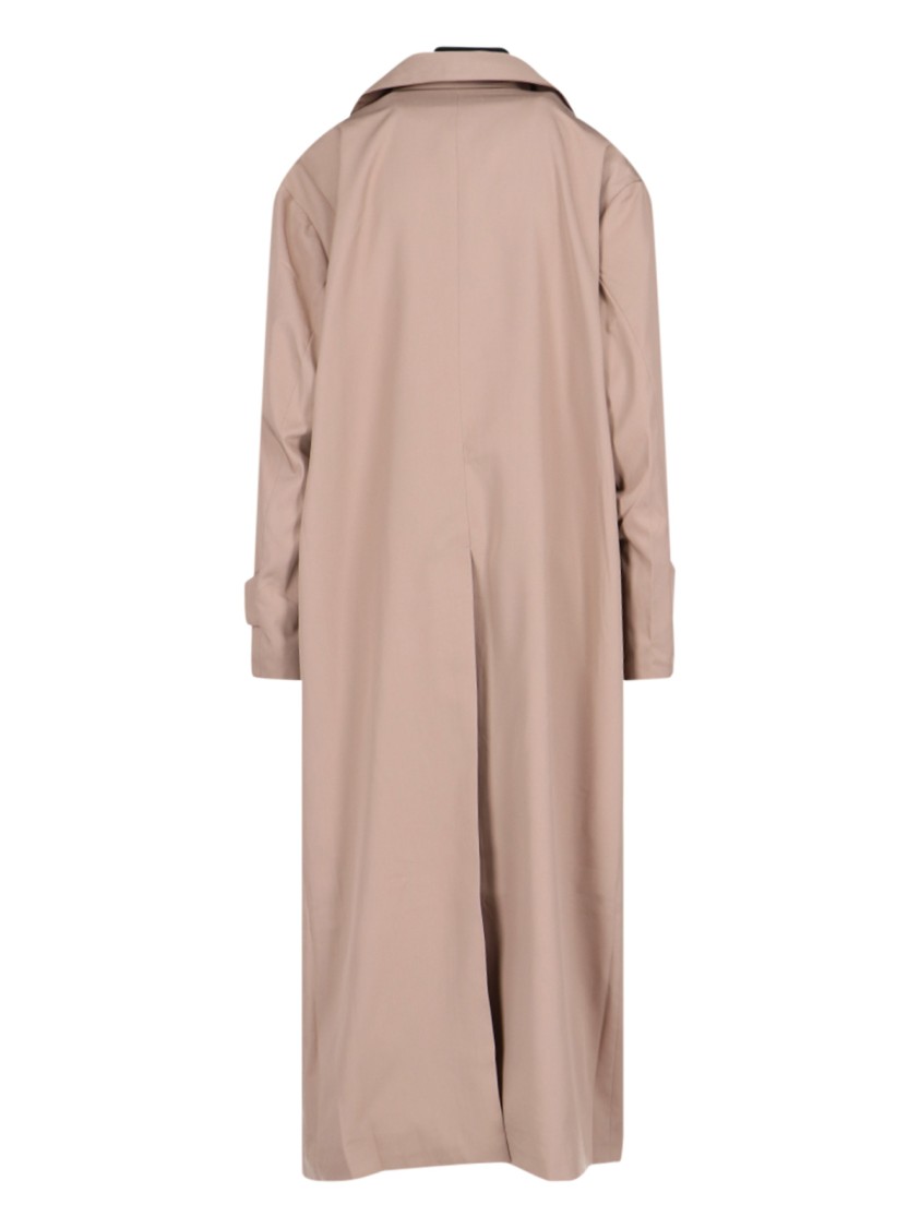 Shop Rokh Beige Double Layer Trench Coat In Black