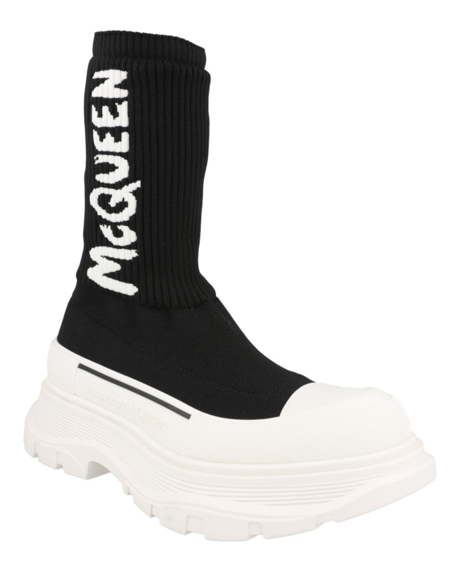 Alexander Mcqueen Tread Slick Graffiti Pull-on Boot Sneakers In Black