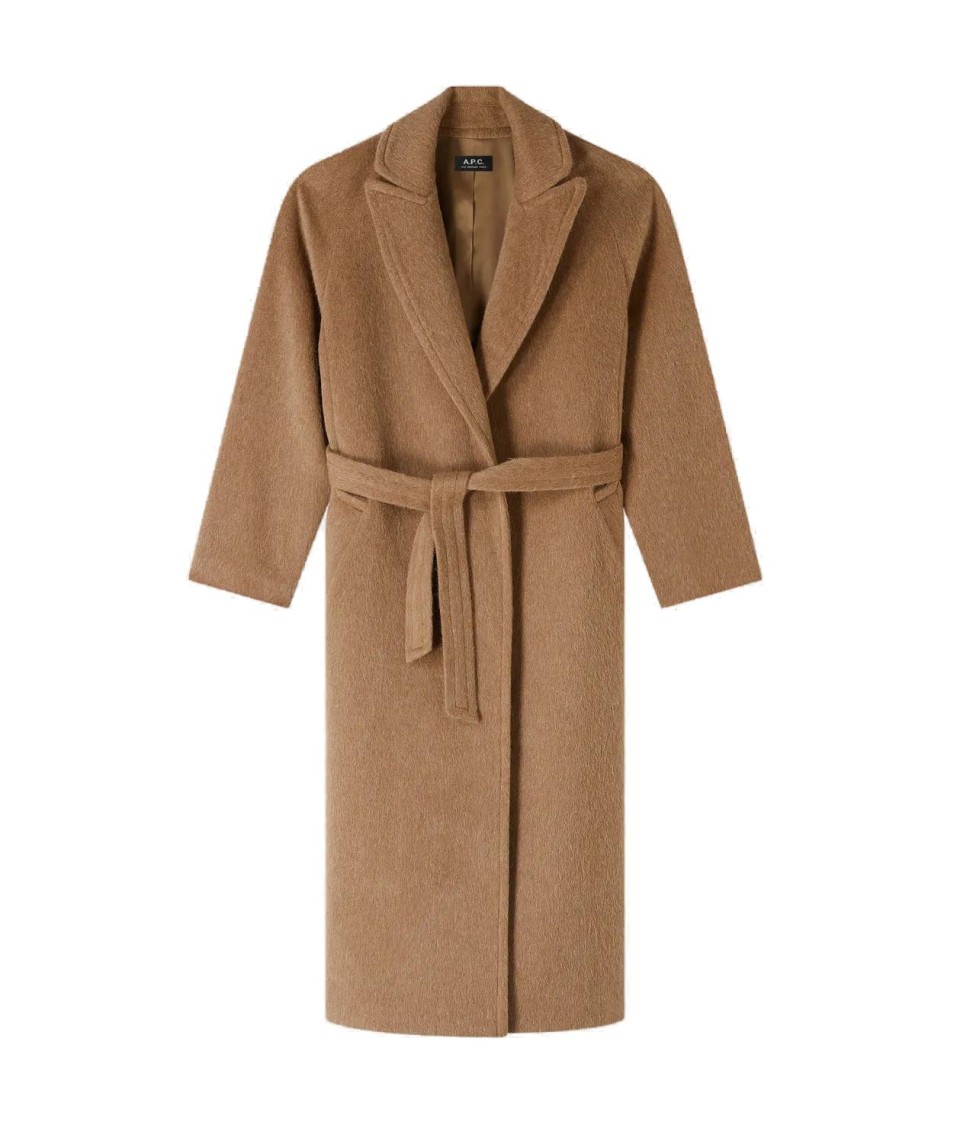 Apc A.p.c. Loose-fit Camel Coat With Tailored Collar In Brown