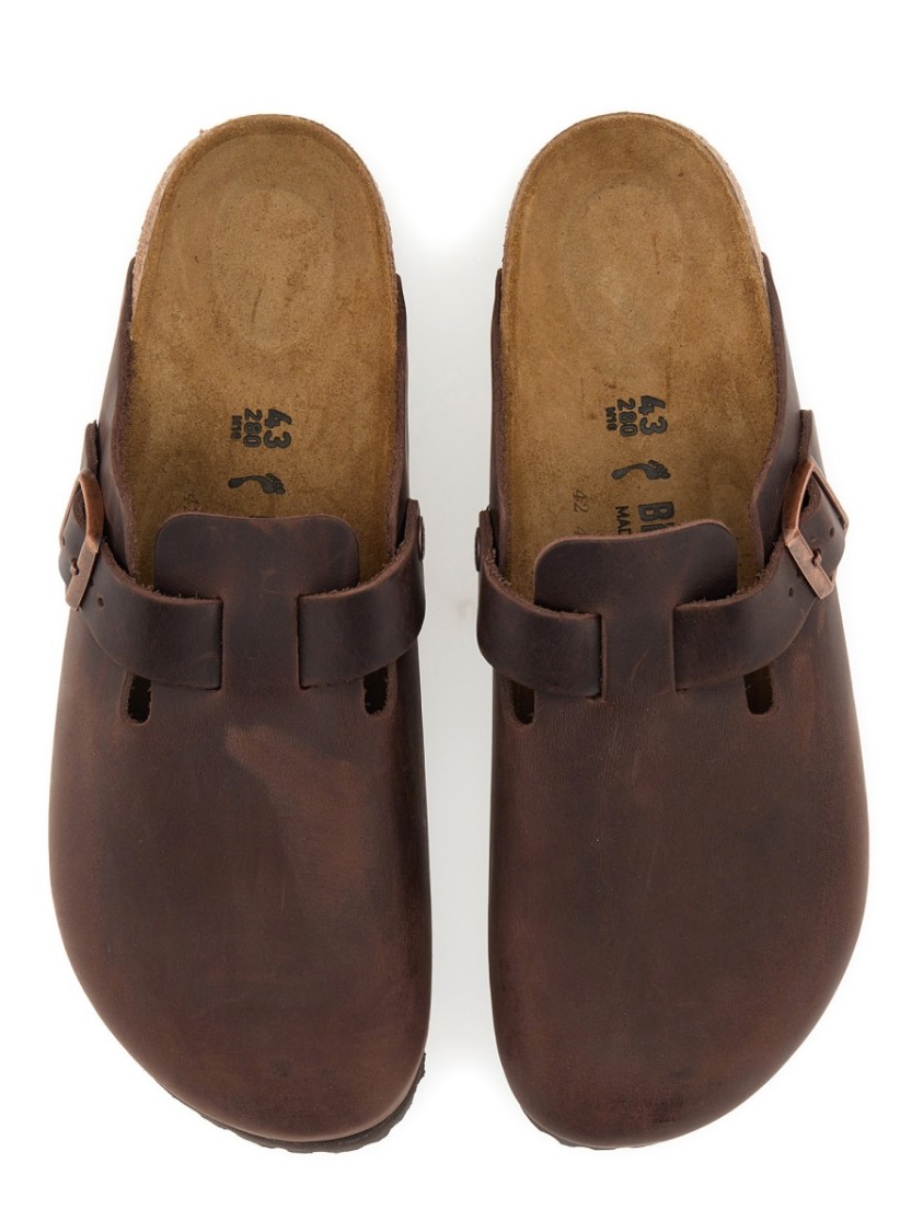 Birkenstock Chocolate Leather Boston Slippers