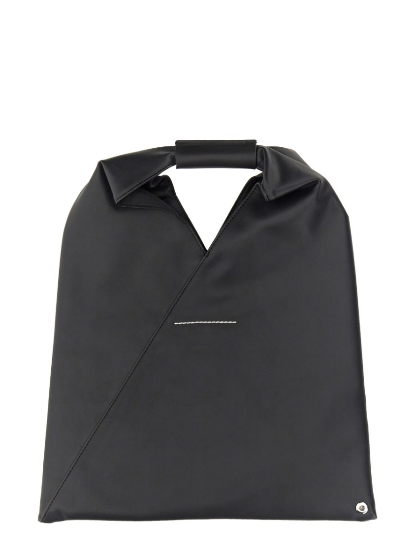 Mm6 Maison Margiela Mm6 By Maison Margiela Small Matte Finish Shoulder Bag With Distinctive V-shape Opening In Black
