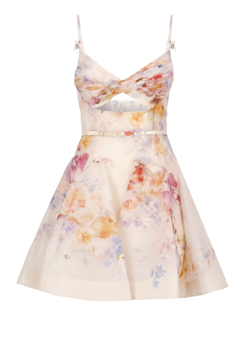 Shop Zimmermann Crush Twist Front Mini Dress In Neutrals
