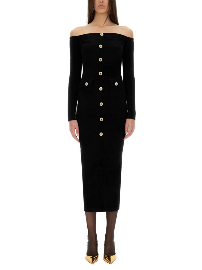 Shop Self-portrait Chenille Midi Dress In Black