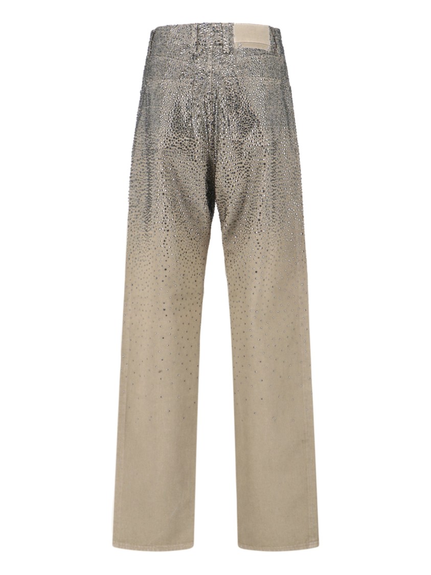 Golden Goose Straight Jeans With Rhinestones In Multi