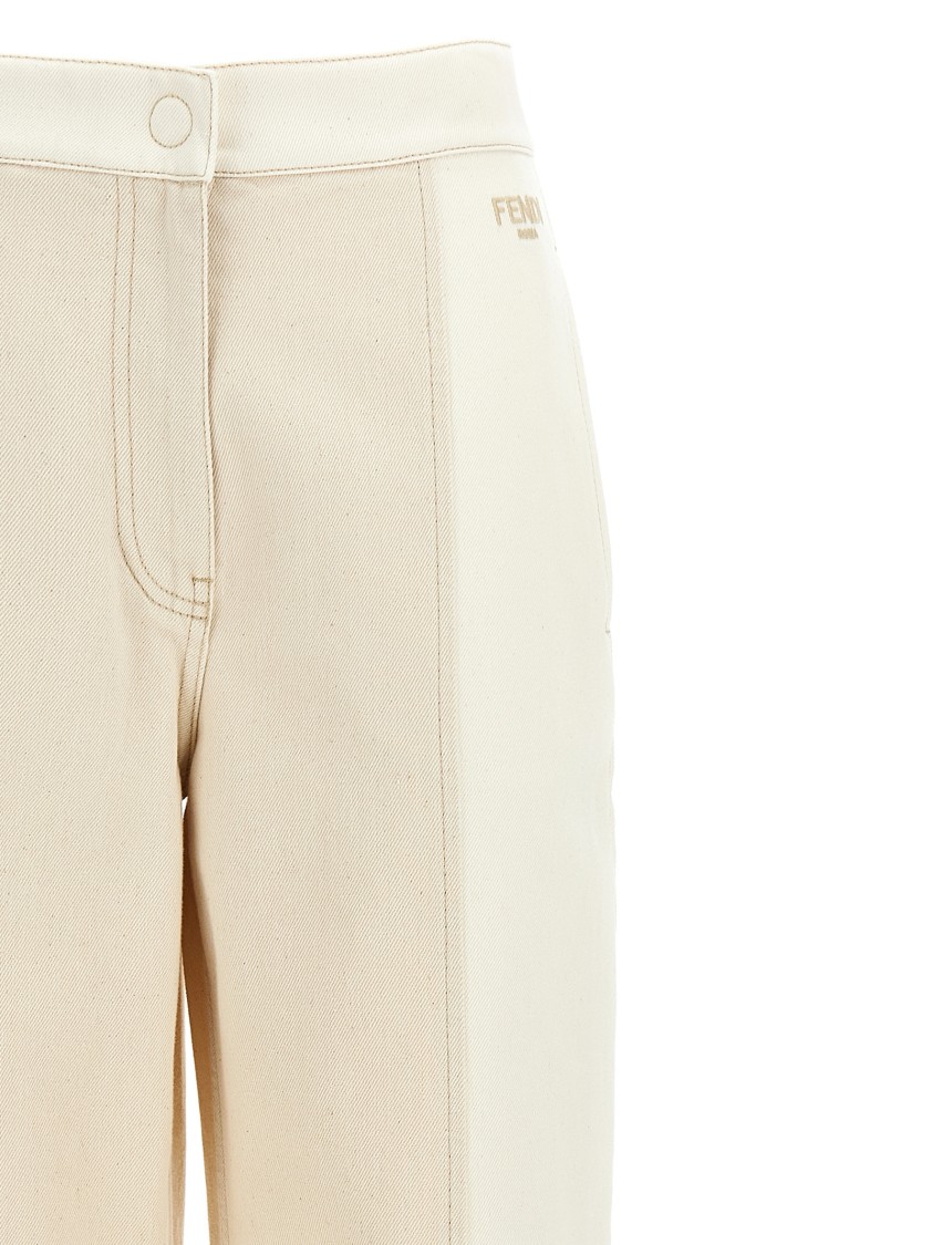 Fendi Women Two-tone Denim Jeans In White