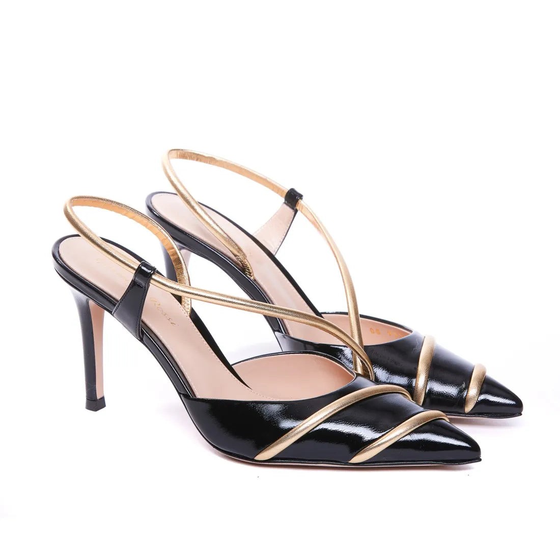 Gianvito Rossi Elegant Pointed Toe Leather Slingbacks With Stiletto Heel