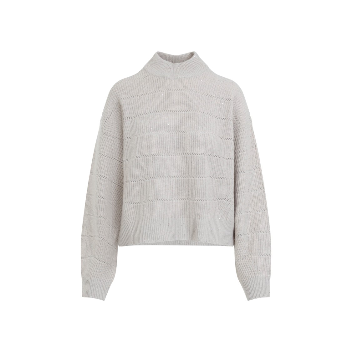 Brunello Cucinelli Textured High Neck Cashmere-wool Blend Sweater