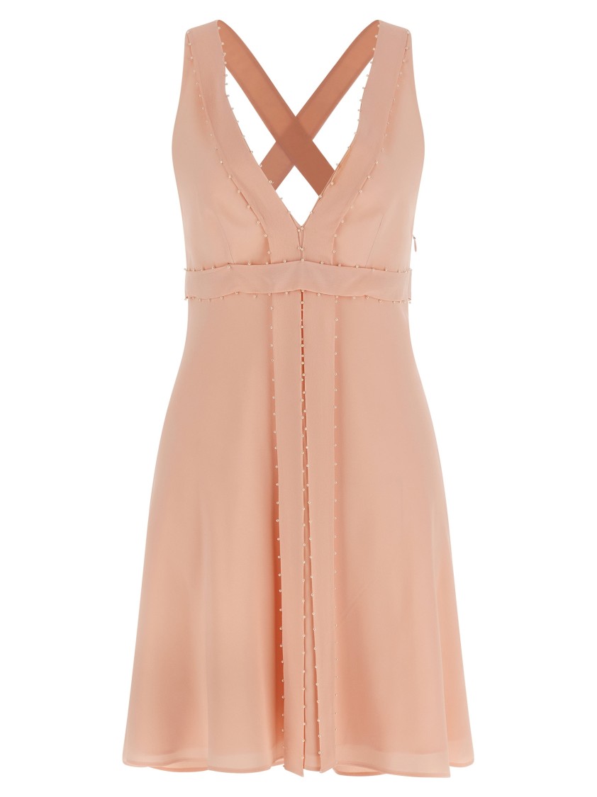 Giovanni Bedin Embellished V-neck Mini Dress In Pink