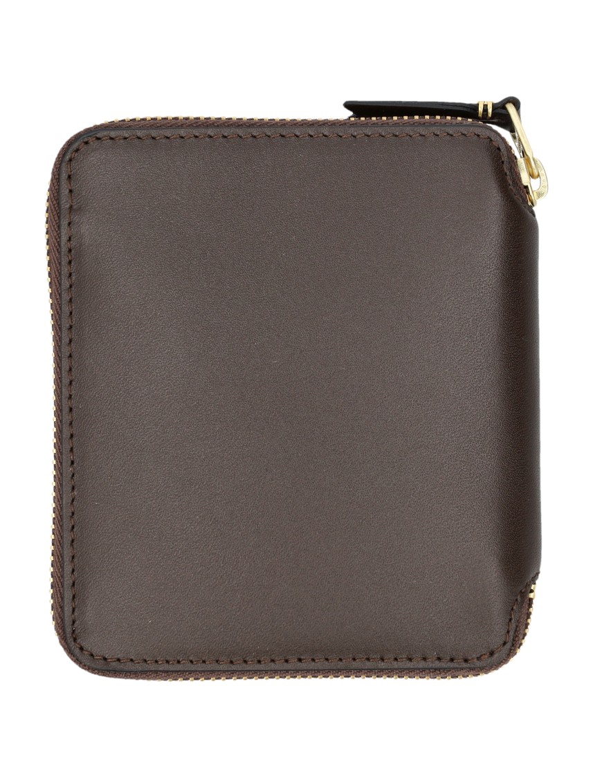 Comme Des Garçons Vertical Zip Around Wallet In Brown