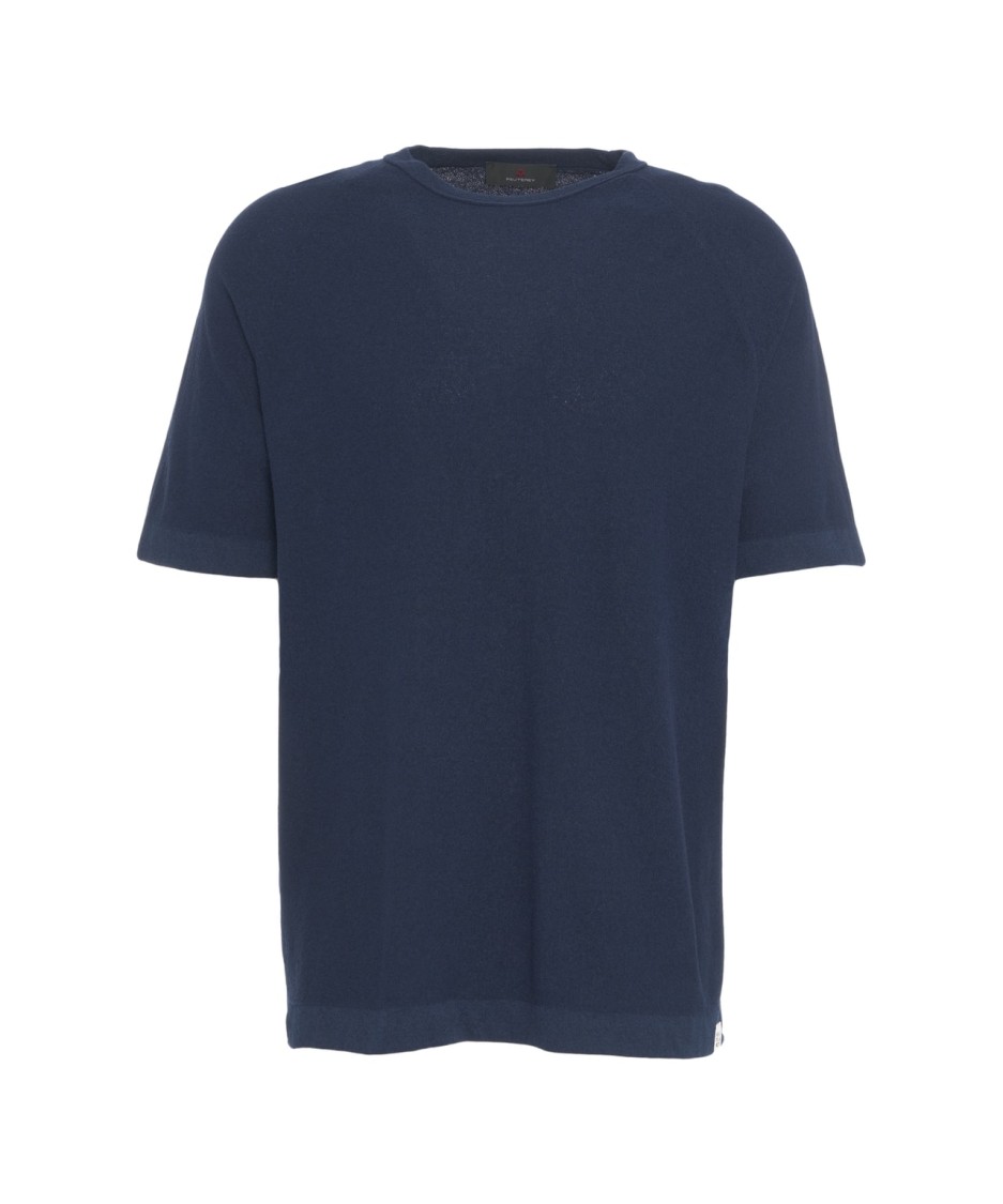 Peuterey Relaxed Fit Terry T-shirt With Ribbed Collar In Black