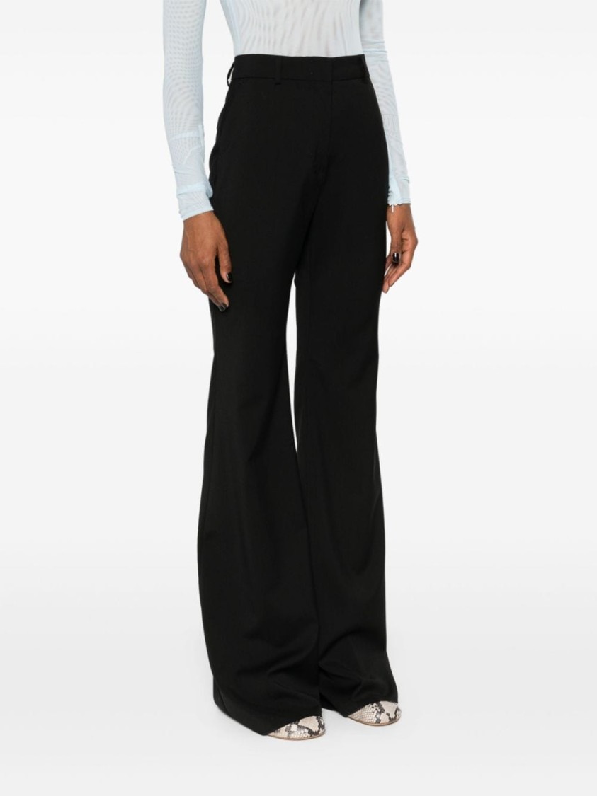 Sportmax Flared Virgin Wool Tailored Trousers In Black
