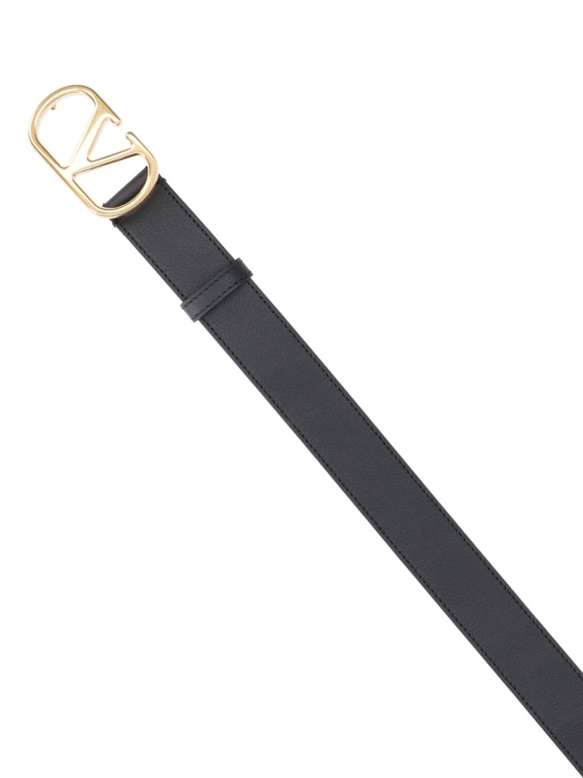 Valentino Adjustable Length Gold-tone Buckle Belts In Black